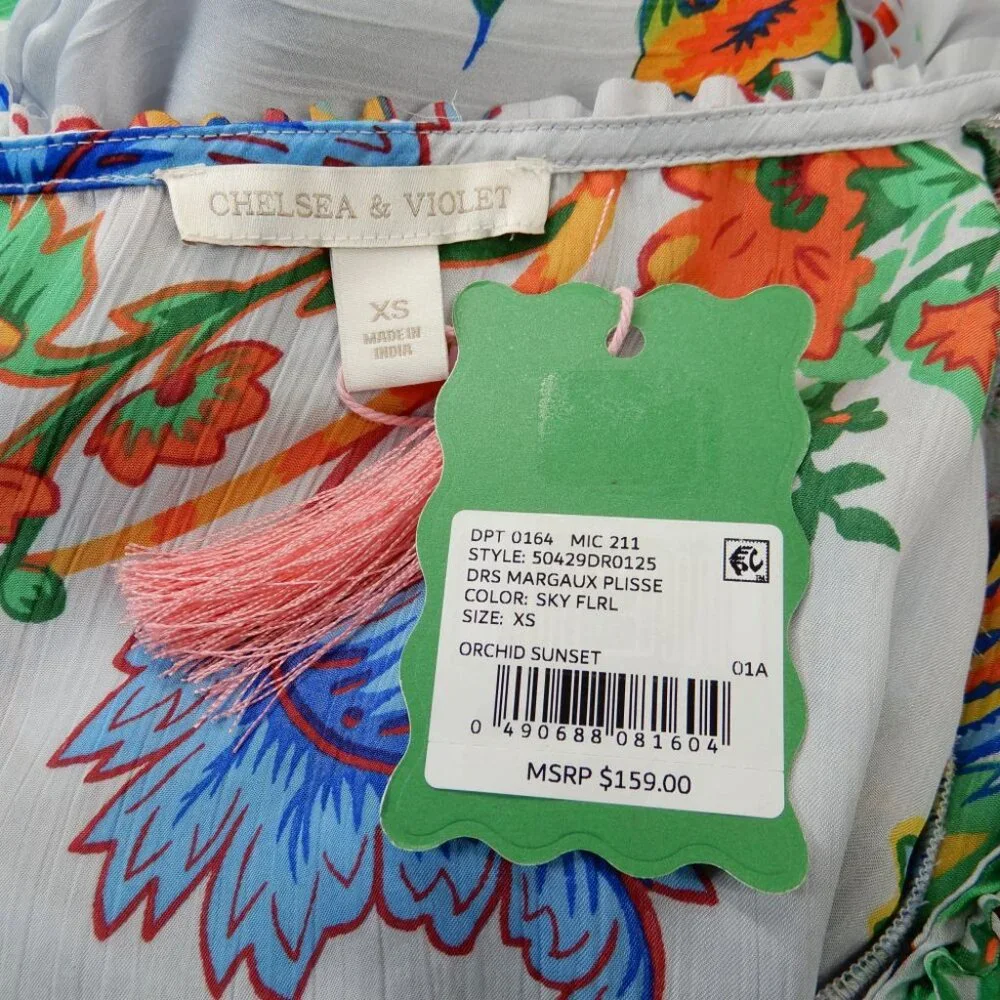 Chelsea & Violet Margaux Plisse V-neck Maxi DRESS Size XS Sky Floral NEW $159 - Picture 5 of 11